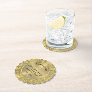 50e trouwdag goud mandala kartonnen onderzetters