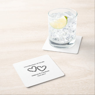 50e trouwdag Namen Echtpaar Harten Vierkante Kartonnen Onderzetter