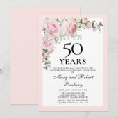 50e trouwdag Roze Roos Bloemen Kaart (Voorkant / Achterkant)