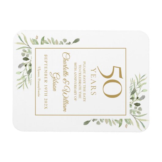 50e trouwdag Save the Date groen Magneet (Horizontaal)