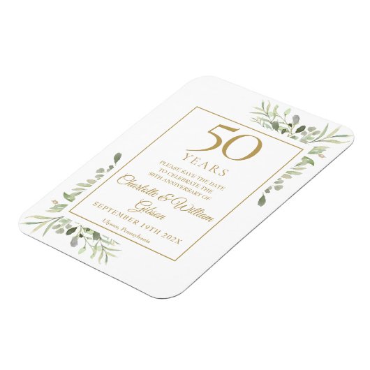 50e trouwdag Save the Date groen Magneet (Linkerzijde)