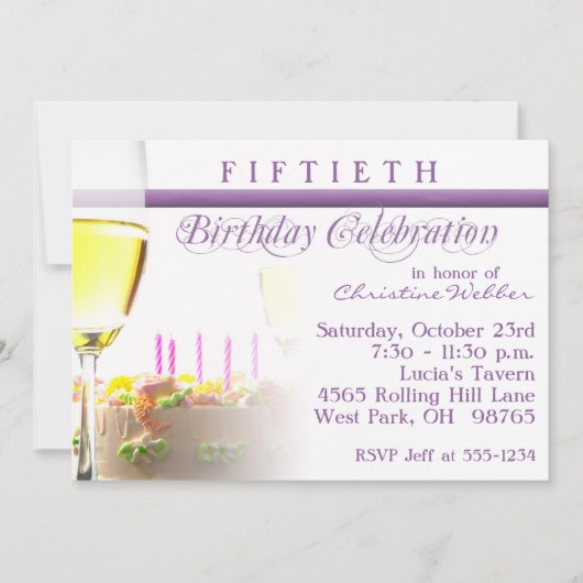 50e uitnodiging van de Birthday Party (Voorkant)