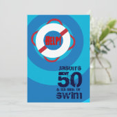 50e uitnodiging van de Birthday Pool Party (Staand voorkant)