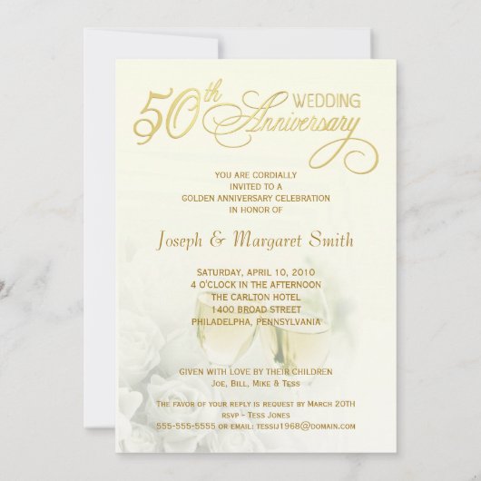 50e Uitnodigingen van de Golden Wedding Jubileum P (Achterkant)