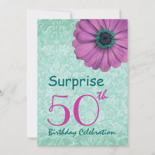 50e URPRISE Birthday Party Pink and Blauwgroen Dai Kaart