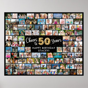 50e Verjaardag 108 Foto's Zwart Goud Proost Op Het Poster