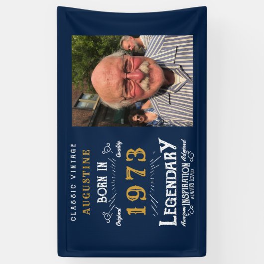 50e verjaardag 1973 Legendary Blue and Gold Spandoek (Verticaal)