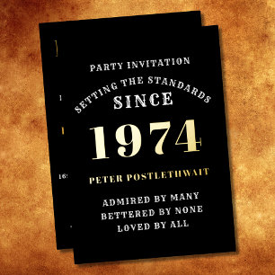 50e Verjaardag 1974 Zwart Goud Persoonlijk Voor He Folie Uitnodiging
