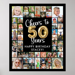 50e verjaardag 41 foto collage Proost op 50 jaar Poster