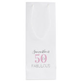 50e verjaardag 50 en de Fabulous Modern Pink Birth Wijn Cadeautas (Achterkant)