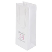 50e verjaardag 50 en de Fabulous Modern Pink Birth Wijn Cadeautas (Voorkant Gekanteld)
