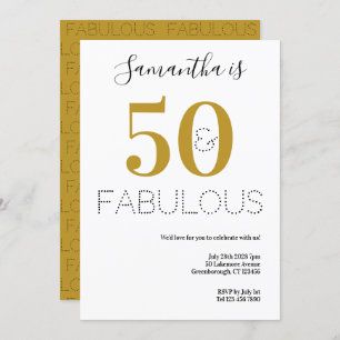 50e verjaardag 50 en Fab Typography Gold Party Kaart