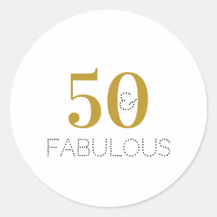 50e verjaardag 50 en fantastisch Goud Wit Ronde Sticker