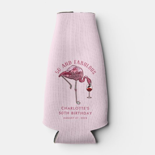 50e verjaardag 50 en fantastische Flamingo Custom Flesjeskoeler (Voorkant)