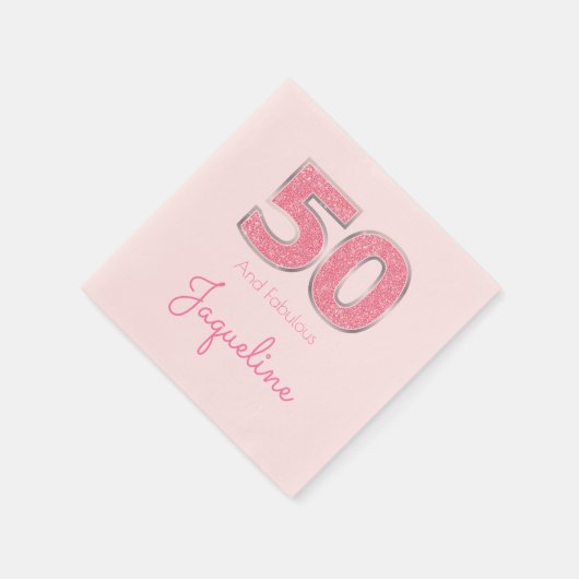 50e verjaardag 50 en verbluffend meisje roze glitt servet (Hoek)