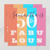 50e verjaardag 50 Fabulous Modern Stripe Party Kaart (Voorkant / Achterkant)