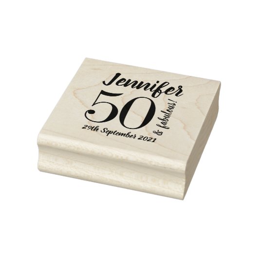 50e verjaardag 50 & Fabulous Script Typografie Rubberstempel (Stempel)