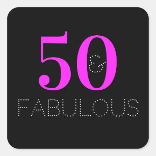 50e Verjaardag 50 fantastisch Neon Roze Zwart Fees Vierkante Sticker