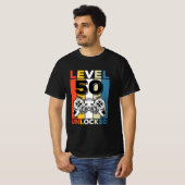 50e verjaardag  50 gaming ontgrendeld t-shirt (Voorkant volledig)