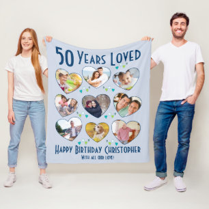 50e verjaardag 50 jaar achtergelaten foto collage fleece deken