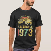 50e verjaardag 50 jaar maart 1973 Retro T-shirt (Voorkant)