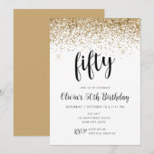 50e verjaardag 50e goudglitter-Confetti Kaart (Voorkant / Achterkant)