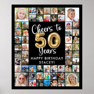50e verjaardag 57 foto collage Proost op 50 jaar Poster