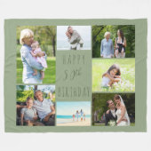 50e verjaardag 7 Foto Collage Sage Green Fleece Deken (Voorkant (Horizontaal))