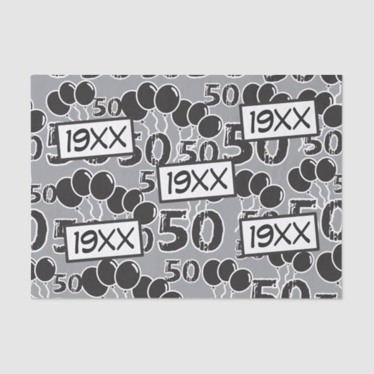 50e verjaardag Aangepast geboortejaar — Weefselpap Tissuepapier (Voorkant)