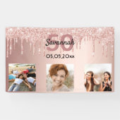 50e verjaardag aangepaste foto roos gouden roze gl spandoek (Horizontaal)