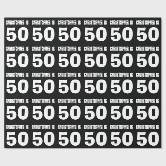 50e verjaardag Aangepaste naam Aangepaste kleur Cadeaupapier (Vlak)
