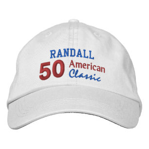 50e verjaardag AMERIKAANSE CLASSIC Rood Wit Blauw Geborduurde Pet