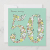 50e verjaardag Aqua Blooms Aangepaste uitnodiging (Voorkant)