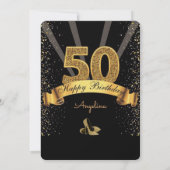 50e verjaardag Art Deco Design 1920's Lady in Red Kaart (Achterkant)