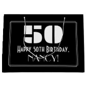 50e verjaardag ~ Art Deco Geïnspireerde look "50" Groot Cadeauzakje (Voorkant)