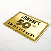 50e verjaardag — Art Deco Style "50" en naam Folie Uitnodiging (Gedraaid)