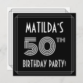 50e verjaardag: Art Deco Style met aangepaste naam Kaart (Voorkant / Achterkant)