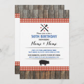 50e verjaardag BBQ Alle leeftijden Rustic Red Hog  Kaart (Voorkant / Achterkant)