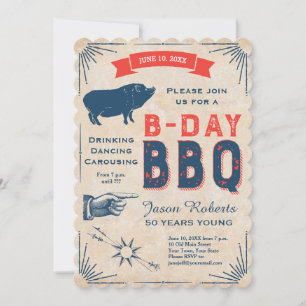 50e verjaardag BBQ Party All American Rustic Kaart