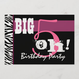 50e verjaardag - Big 5 Oh Roze Zebra Metallic Kaart