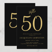 50e verjaardag Black and Gold Kaart (Voorkant / Achterkant)