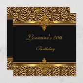 50e verjaardag Black Gold Zebra Stripe Kaart (Voorkant / Achterkant)