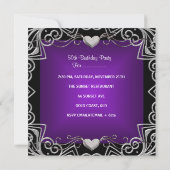 50e verjaardag Black Silver Deep Paars Kaart (Achterkant)