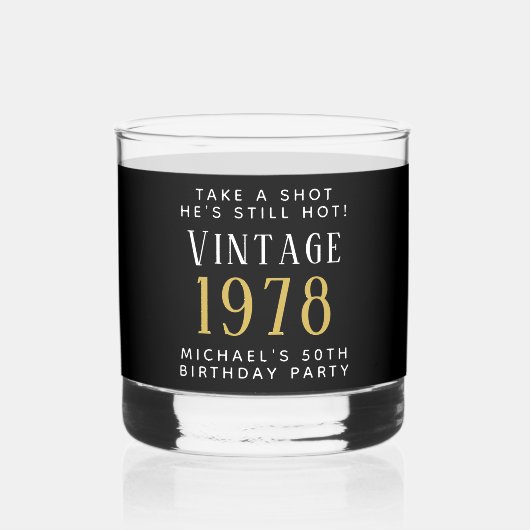  50e verjaardag Black Whisky Glas (Achterkant)