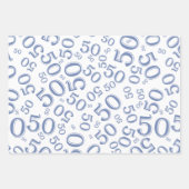 50e verjaardag Blauw en wit Random Number Patroon  Inpakpapier Vel (Voorkant)