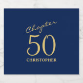 50e verjaardag blauw goud hoofdstuk 50 sparkling wijnetiket (Enkel label)