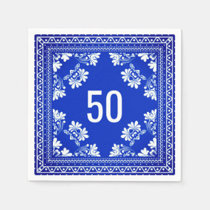 50e verjaardag Blauwe Bandana Servet