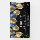 50e verjaardag blauwe goudballonnen spandoek (Verticaal)
