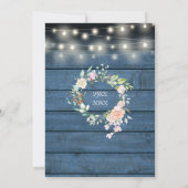 50e verjaardag Blauwe Rustieke Bloemenslingerlicht Save The Date (Achterkant)