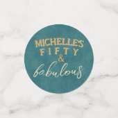 50e verjaardag Blauwgroen en gouden art deco stijl Confetti (Kleine voorkant)